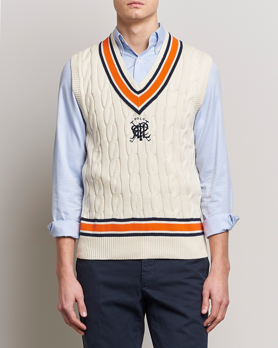 Homme | Pulls Et Tricots | Polo Ralph Lauren | Cricket V-Neck Knitted Vest Cream Multi