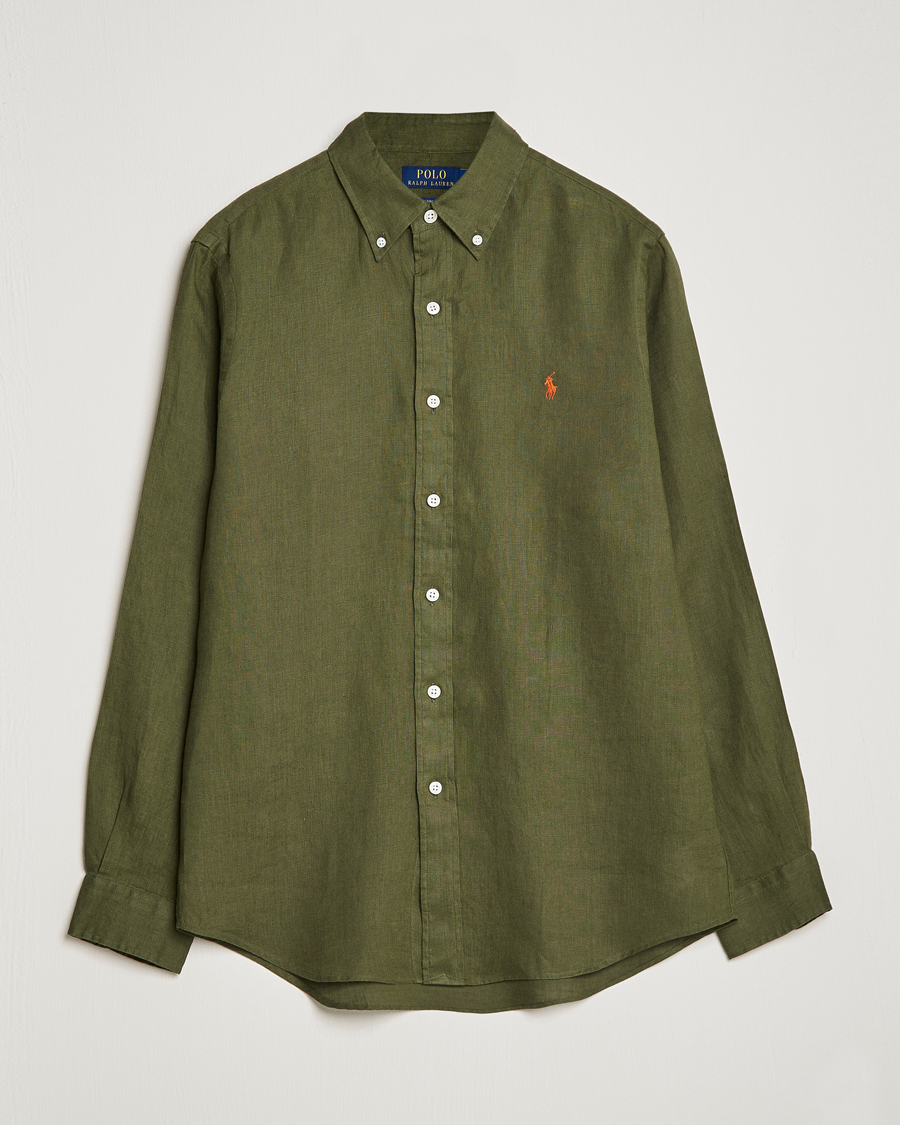 Homme | Chemises | Polo Ralph Lauren | Custom Fit Linen Button Down Dark Sage