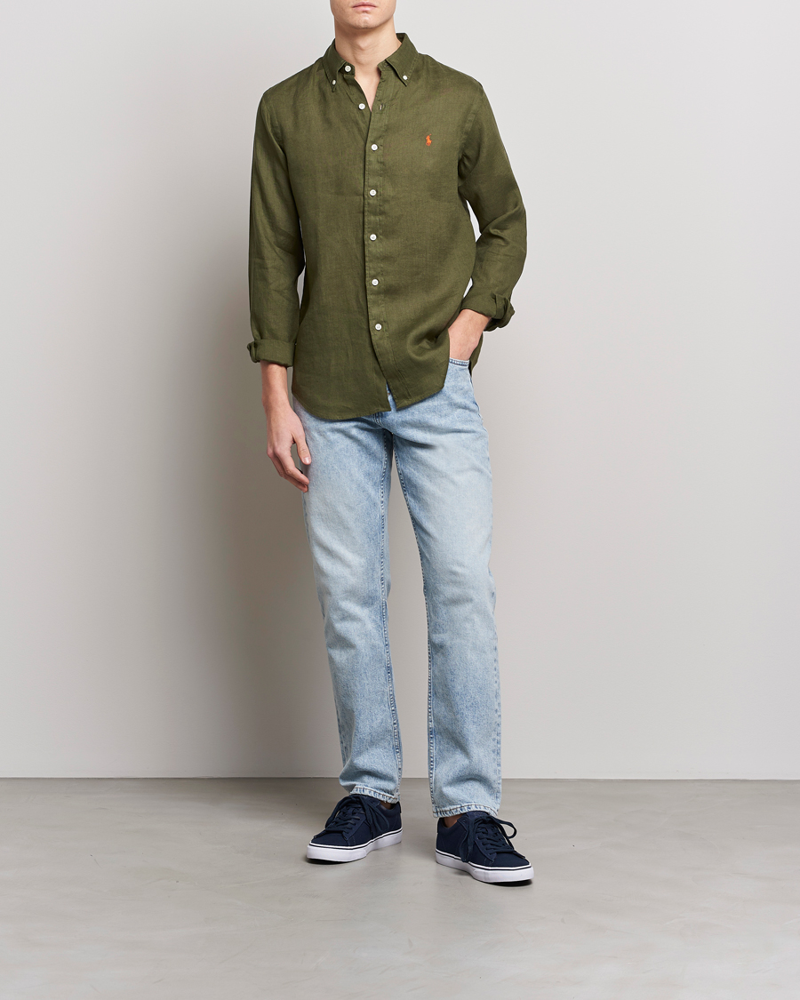 Homme | Chemises | Polo Ralph Lauren | Custom Fit Linen Button Down Dark Sage
