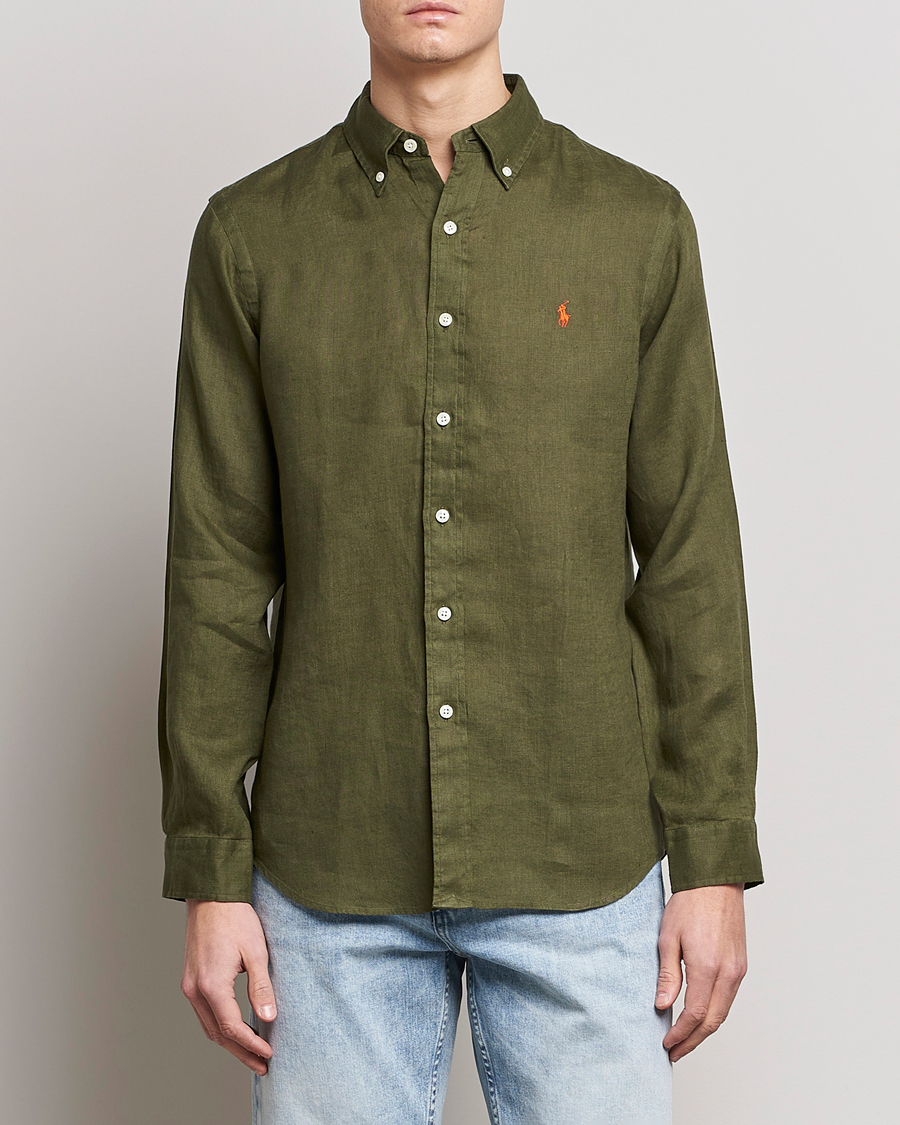 Homme | Chemises | Polo Ralph Lauren | Custom Fit Linen Button Down Dark Sage