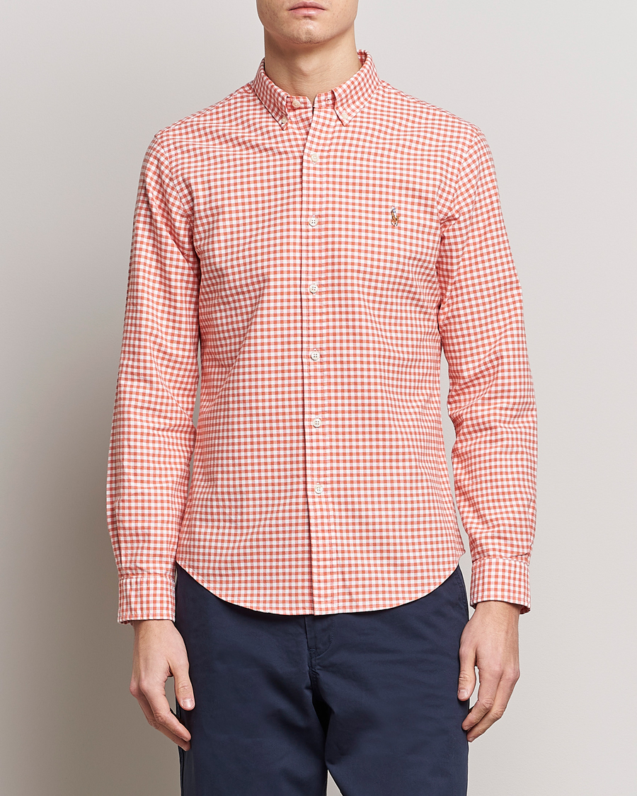 Homme | Chemises | Polo Ralph Lauren | Slim Fit Oxford Checked Shirt Orange/White
