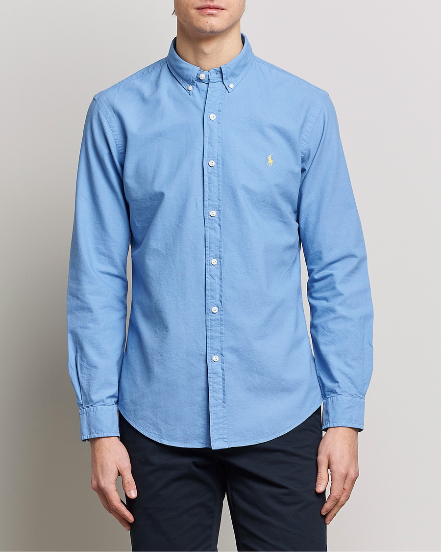 Homme | Soldes -30% | Polo Ralph Lauren | Slim Fit Garment Dyed Oxford Shirt Blue
