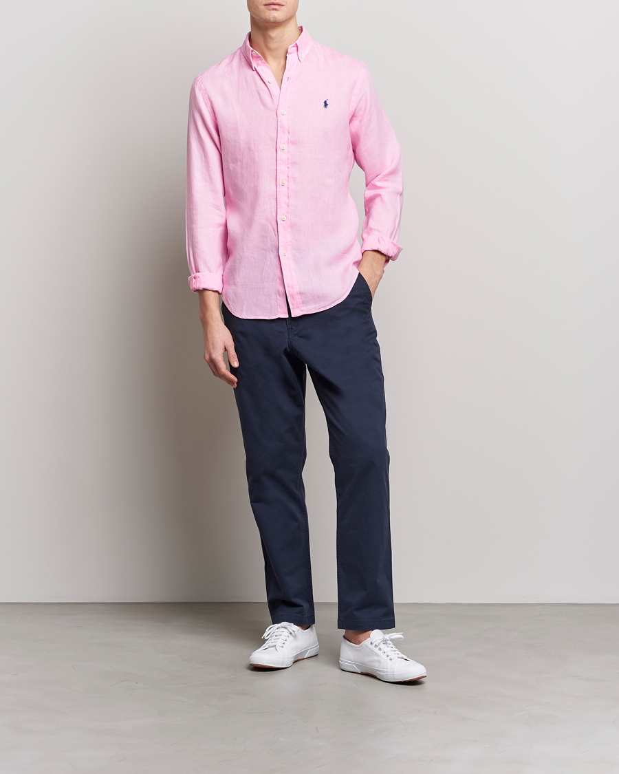 Homme | Chemises | Polo Ralph Lauren | Slim Fit Linen Button Down Shirt Carmel Pink