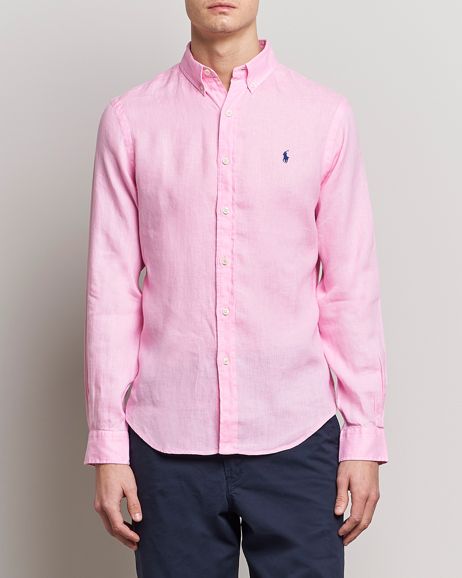 Homme | Chemises | Polo Ralph Lauren | Slim Fit Linen Button Down Shirt Carmel Pink