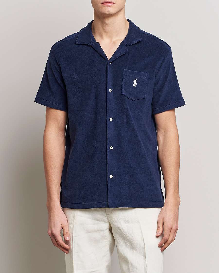Homme | La Collection French Terry | Polo Ralph Lauren | Cotton Terry Short Sleeve Shirt Newport Navy