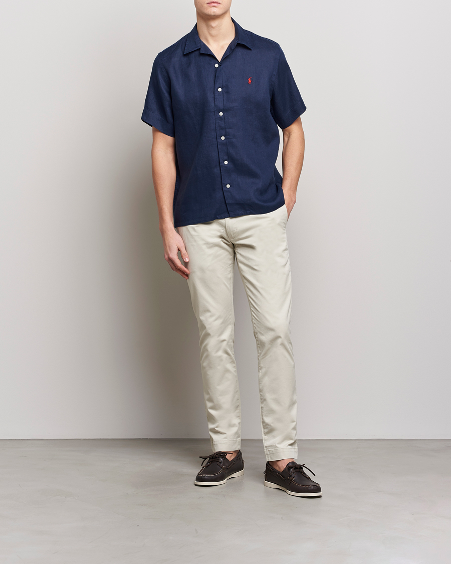 Homme | Chemises | Polo Ralph Lauren | Linen Camp Collar Short Sleeve Shirt Newport Navy