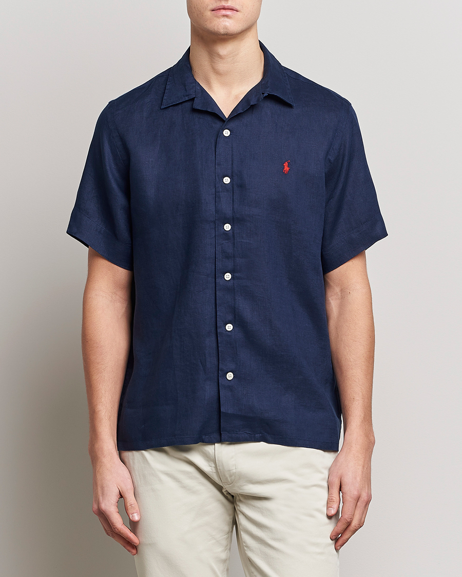 Homme | Chemises | Polo Ralph Lauren | Linen Camp Collar Short Sleeve Shirt Newport Navy