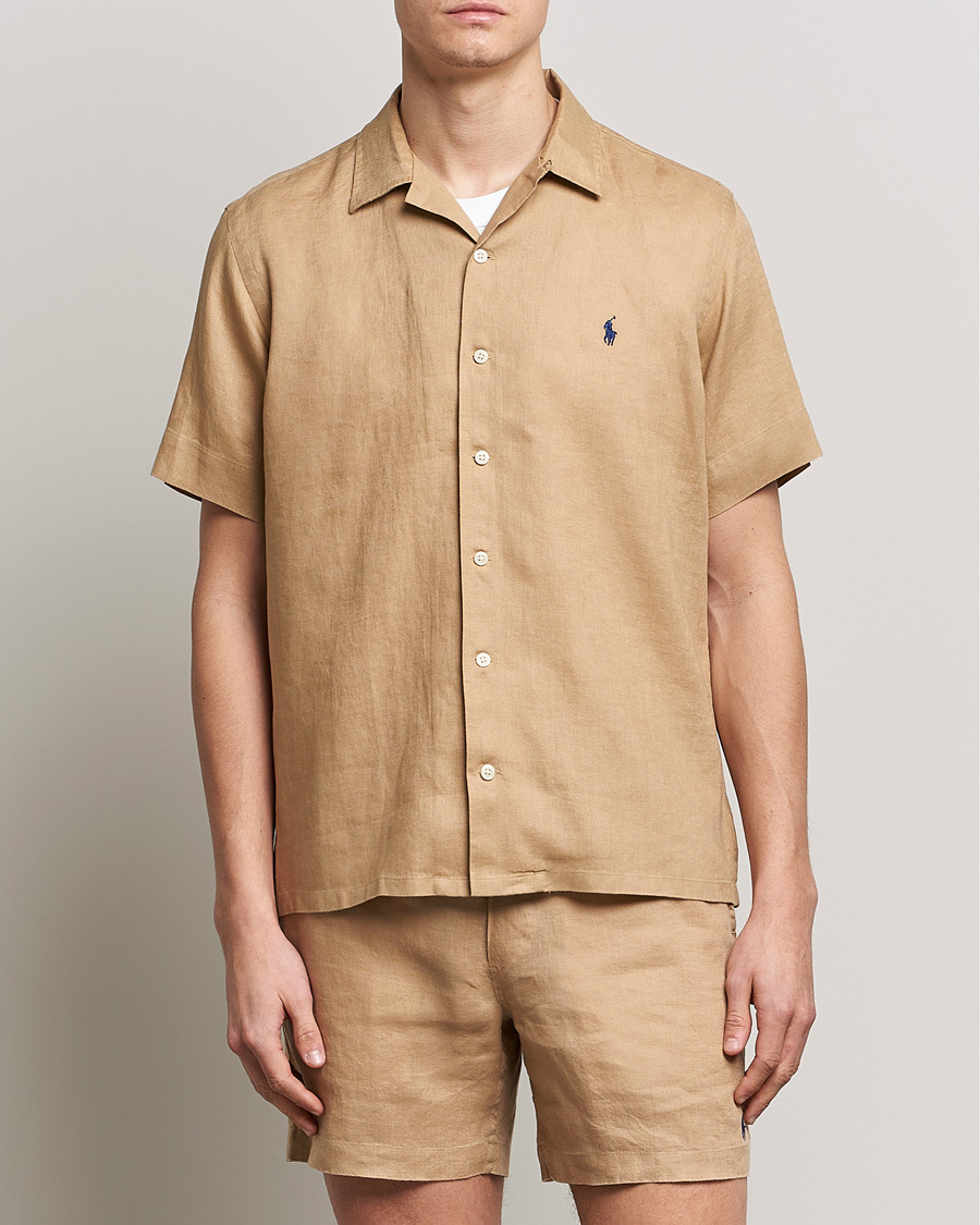 Homme | Chemises | Polo Ralph Lauren | Linen Camp Collar Short Sleeve Shirt Vintage Khaki