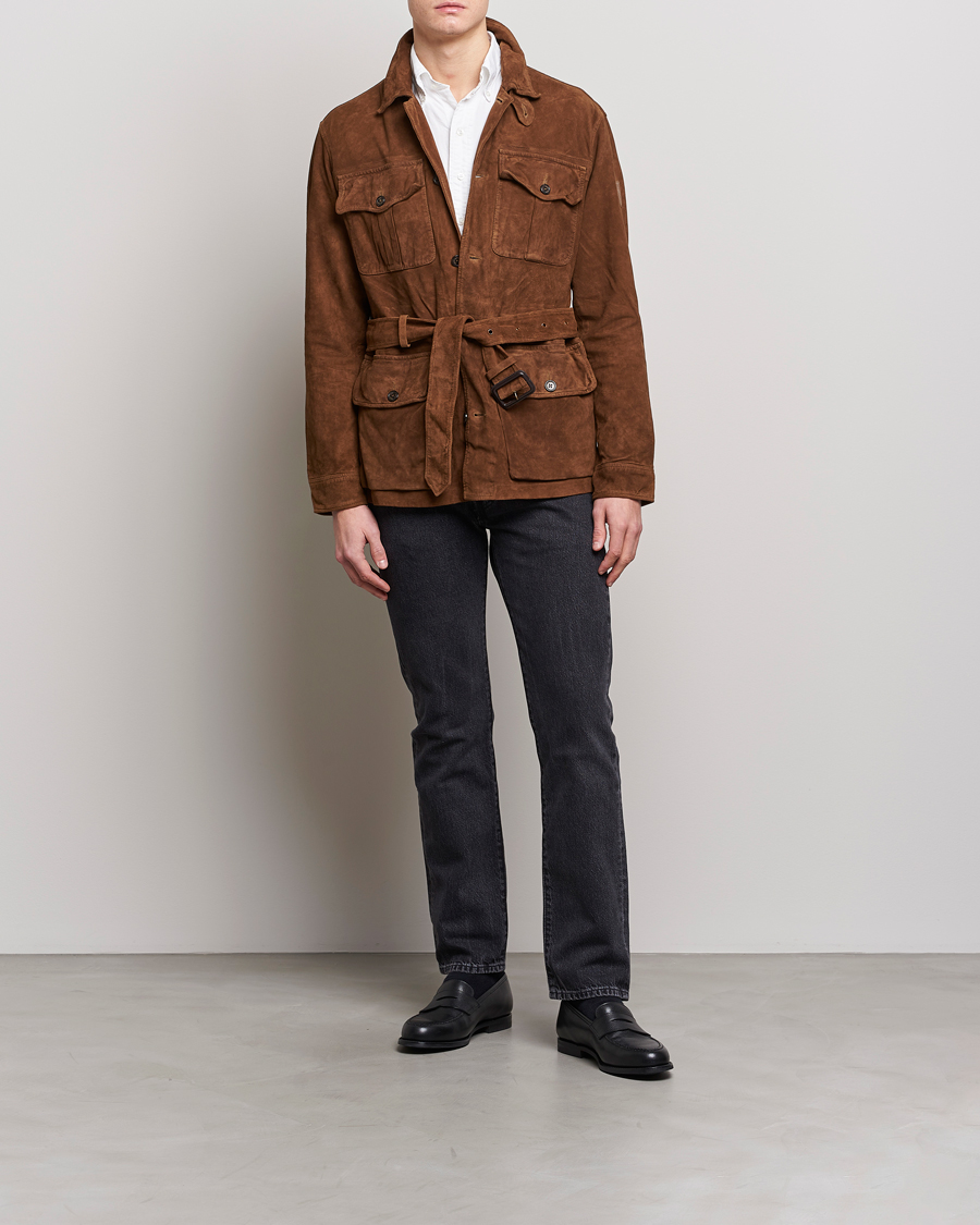 Polo Ralph Lauren Safari Suede Field Jacket Smith Brown - Acheter