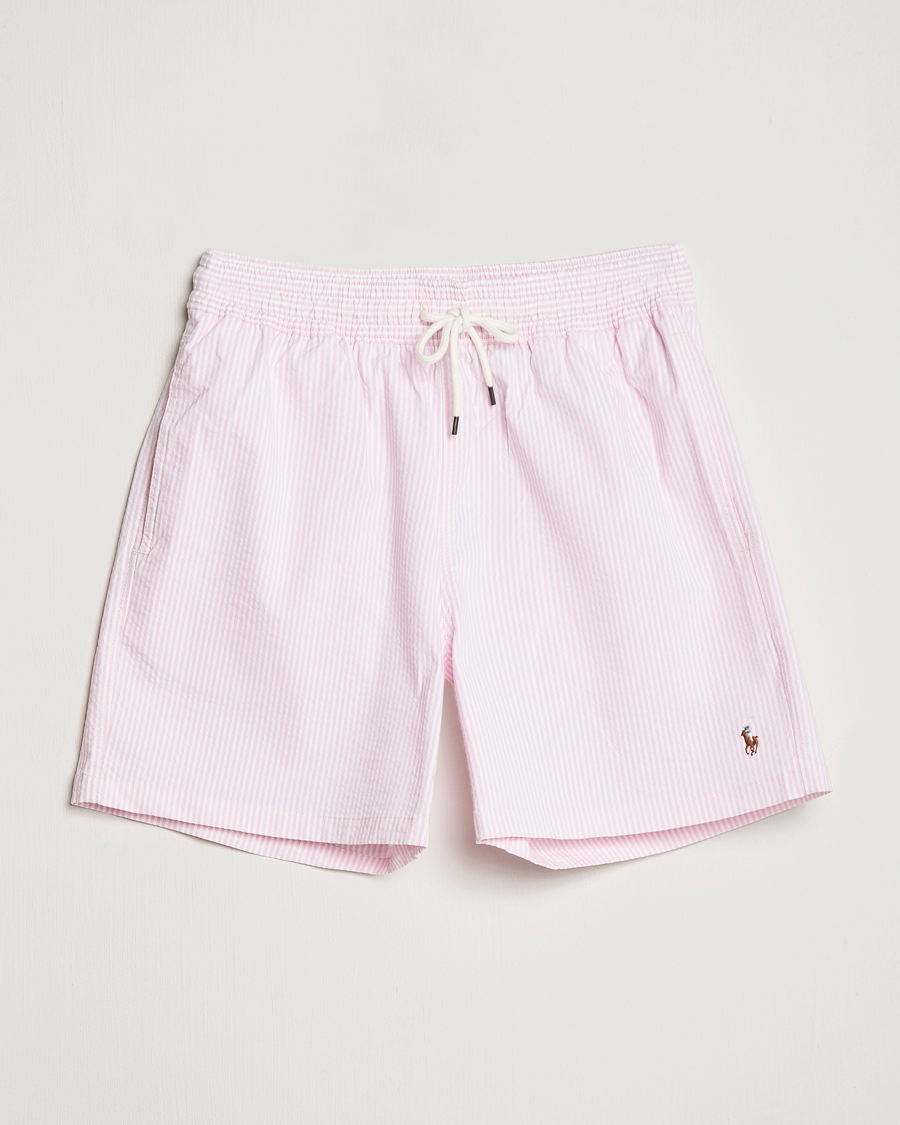 Homme | Maillots De Bain | Polo Ralph Lauren | Recyceled Traveler Boxer Seersucker Swimshorts Pink/White