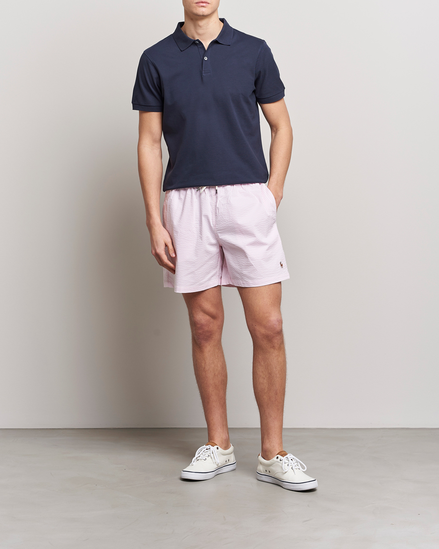 Homme | Maillots De Bain | Polo Ralph Lauren | Recyceled Traveler Boxer Seersucker Swimshorts Pink/White