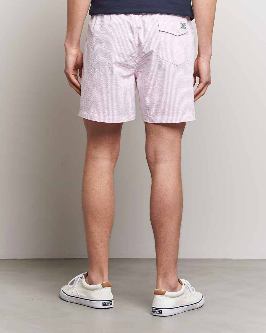 Homme | Maillots De Bain | Polo Ralph Lauren | Recyceled Traveler Boxer Seersucker Swimshorts Pink/White