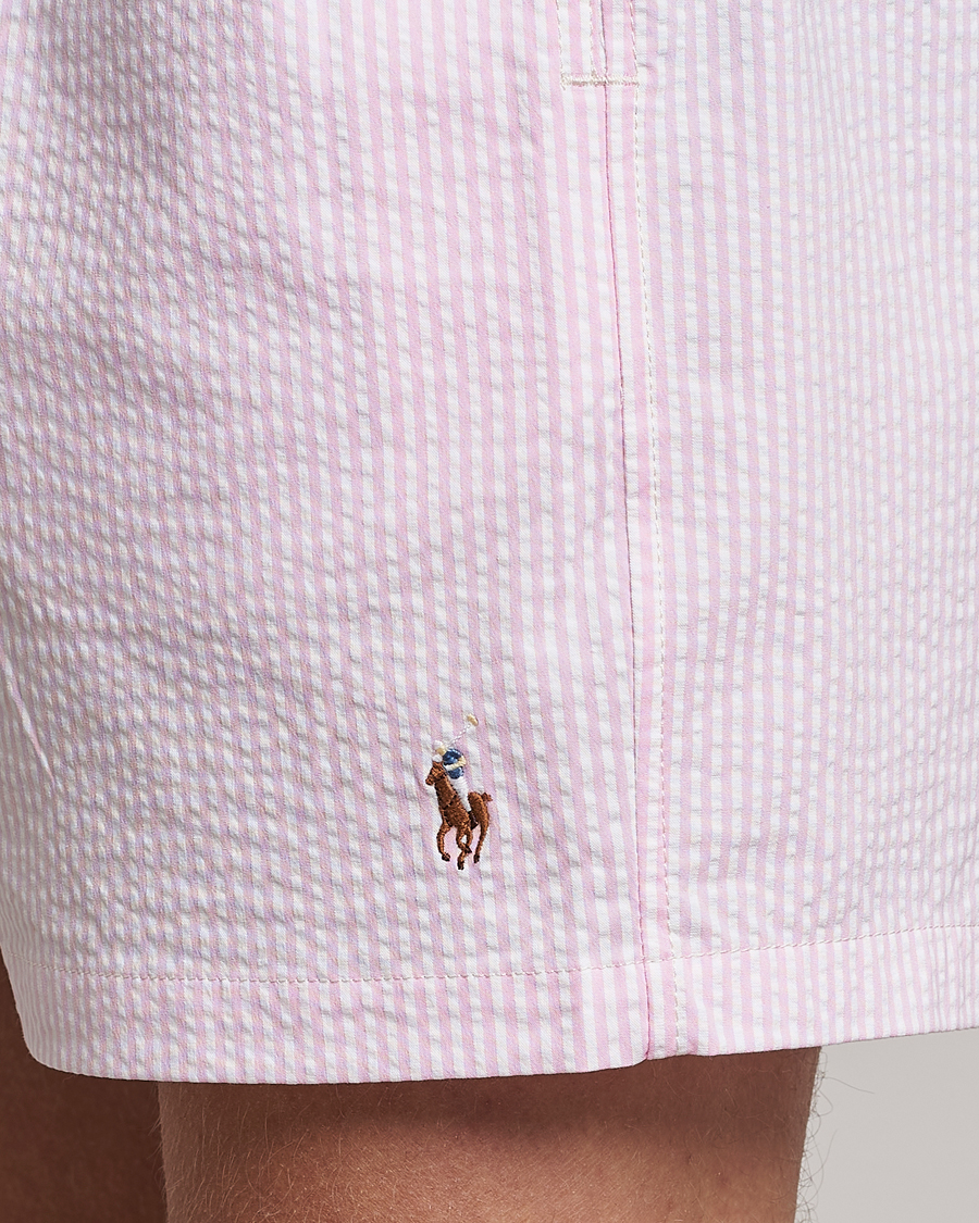 Homme | Maillots De Bain | Polo Ralph Lauren | Recyceled Traveler Boxer Seersucker Swimshorts Pink/White