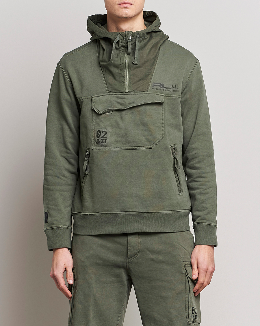 Homme | Pulls Et Tricots | RLX Ralph Lauren | Terry Back Fleece Half Zip Hoodie Fossil Green