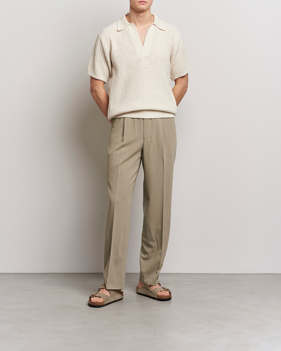 Homme | Polos | Auralee | Wool Rib Knit Skipper Polo Ecru