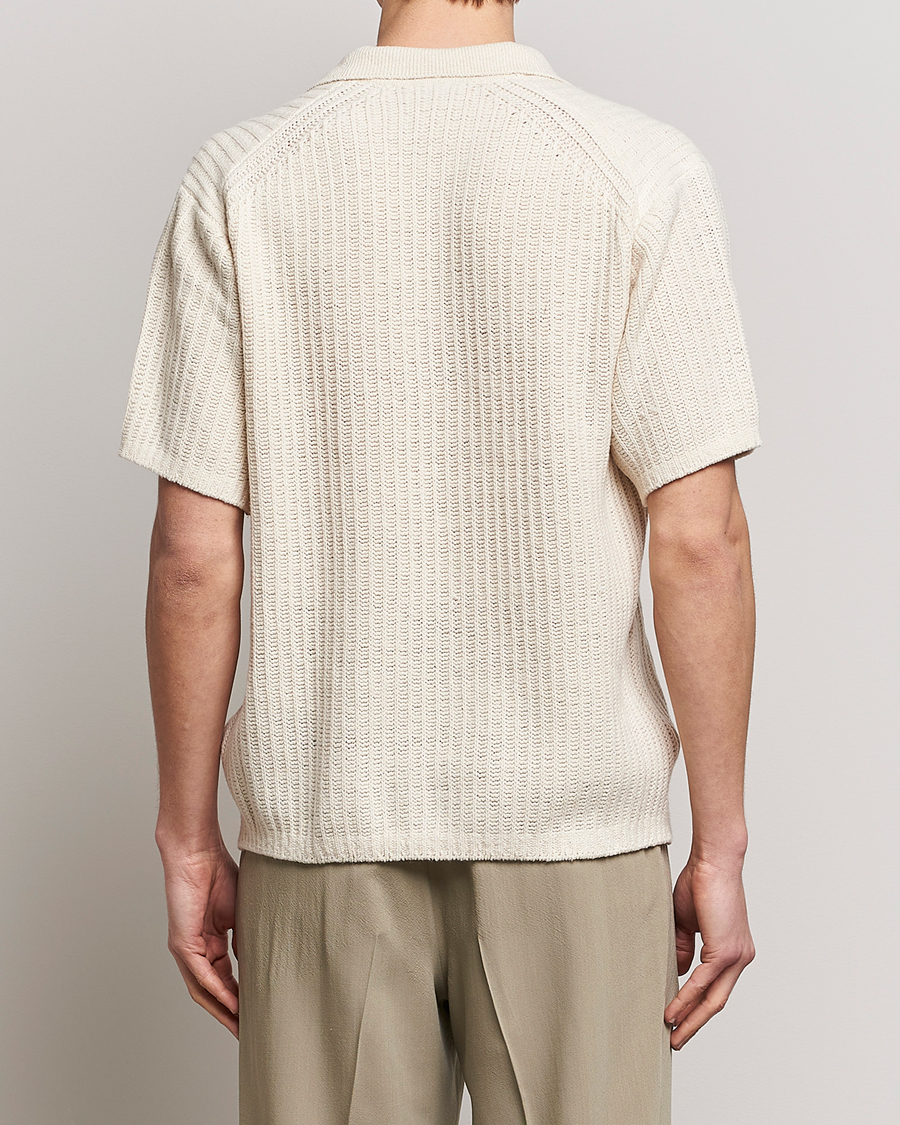 Homme | Polos | Auralee | Wool Rib Knit Skipper Polo Ecru