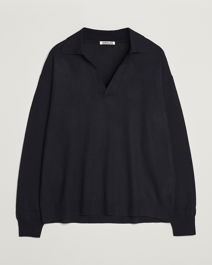 Homme | Pulls Et Tricots | Auralee | Cashmere/Silk Skipper Polo Black