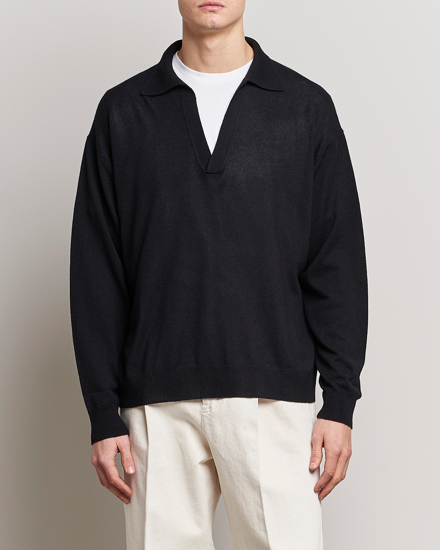 Homme | Pulls Et Tricots | Auralee | Cashmere/Silk Skipper Polo Black