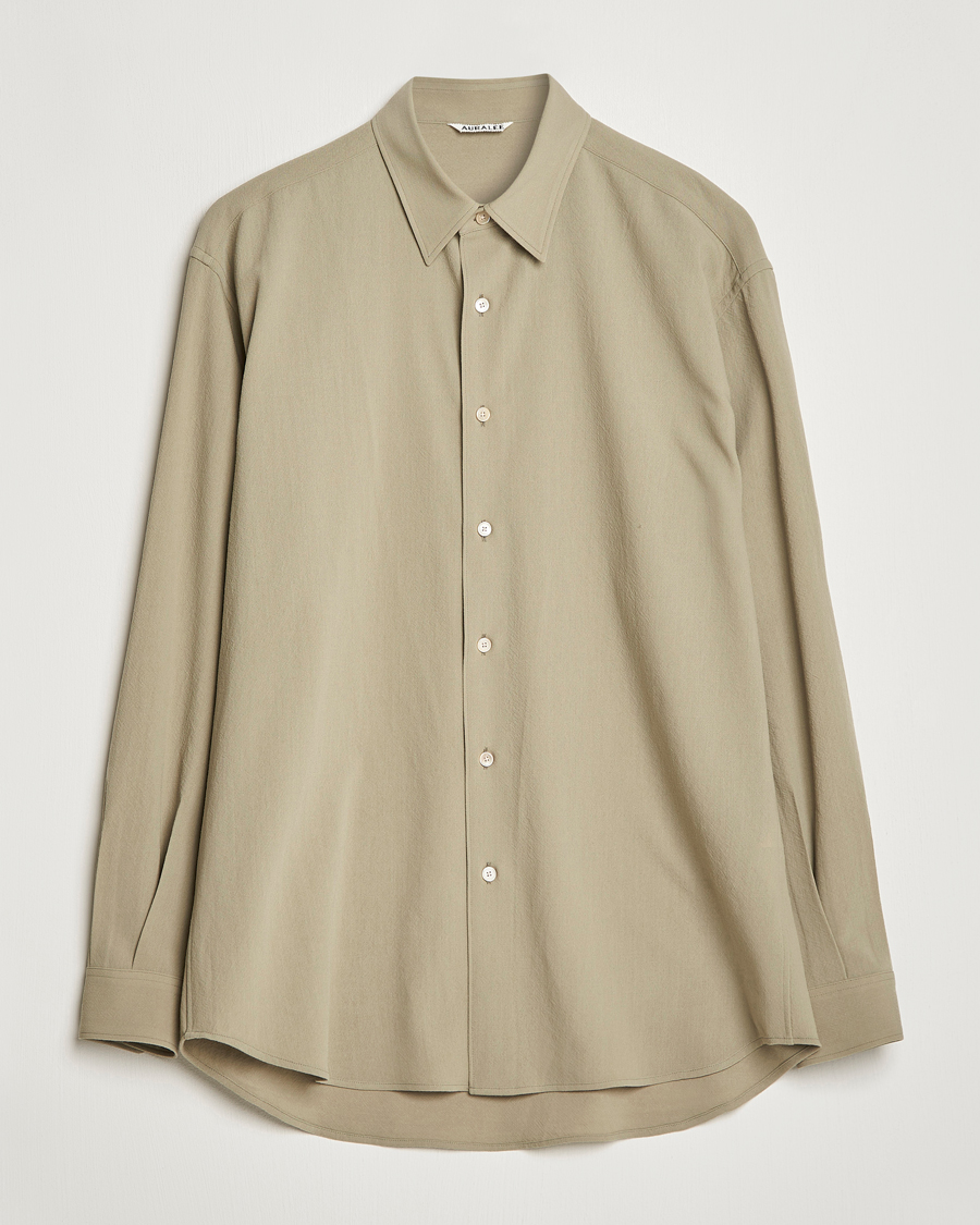 Homme | Chemises | Auralee | Viyella Wool Shirt Light Khaki