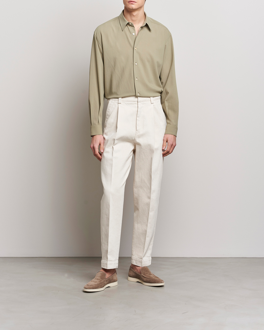 Homme | Chemises | Auralee | Viyella Wool Shirt Light Khaki