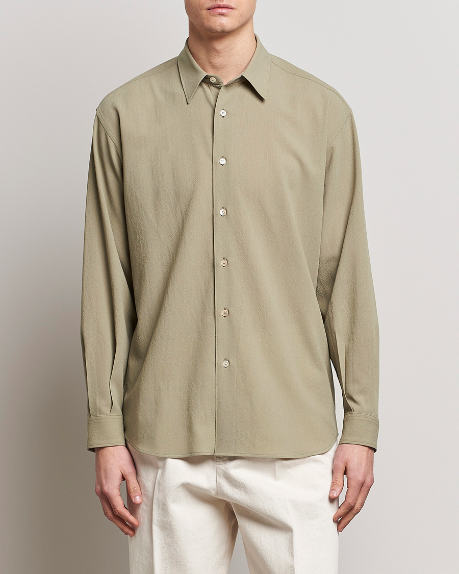 Homme | Chemises | Auralee | Viyella Wool Shirt Light Khaki