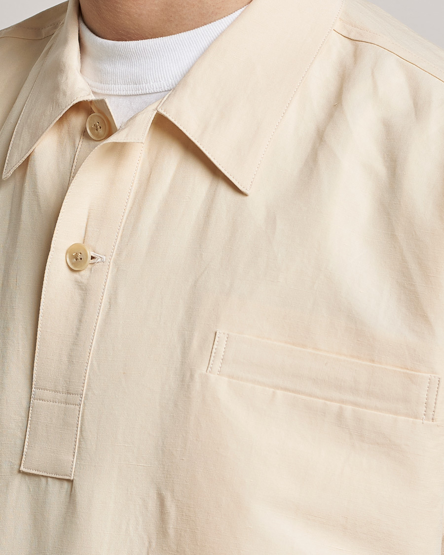 Homme | Chemises | Auralee | Finx Linen Half Sleeved Shirt Ecru