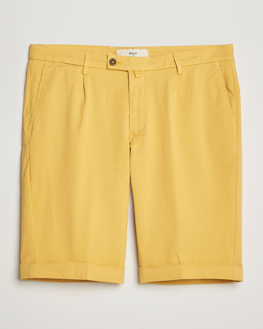 Homme | Shorts | Briglia 1949 | Pleated Cotton Shorts Yellow