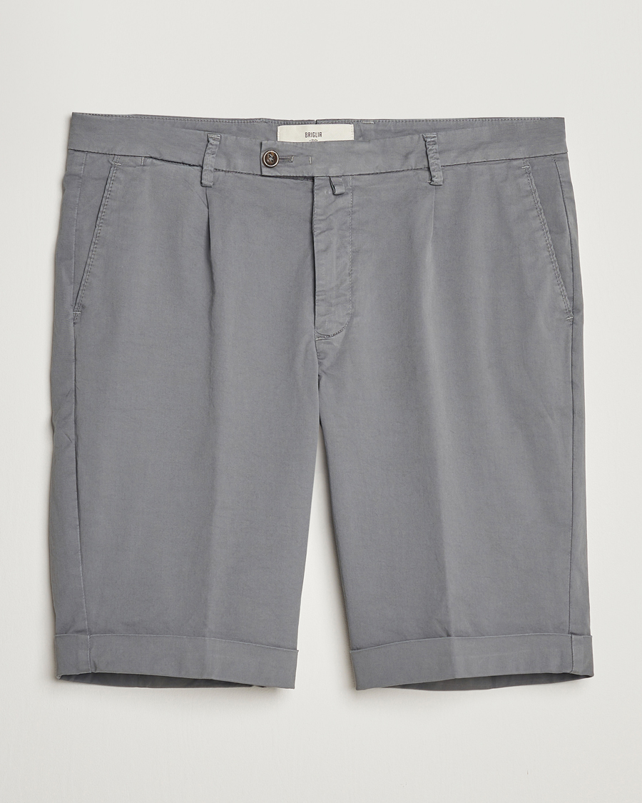 Homme | Shorts | Briglia 1949 | Pleated Cotton Shorts Grey