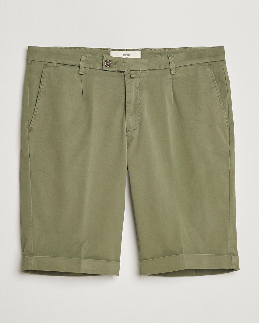 Homme | Shorts | Briglia 1949 | Pleated Cotton Shorts Olive