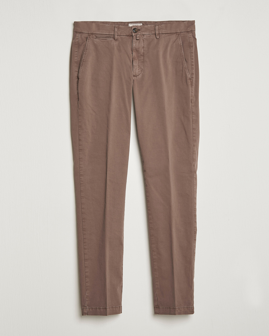 Homme | Pantalons | Briglia 1949 | Tapered Fit Cotton Twill Stretch Chinos Brown
