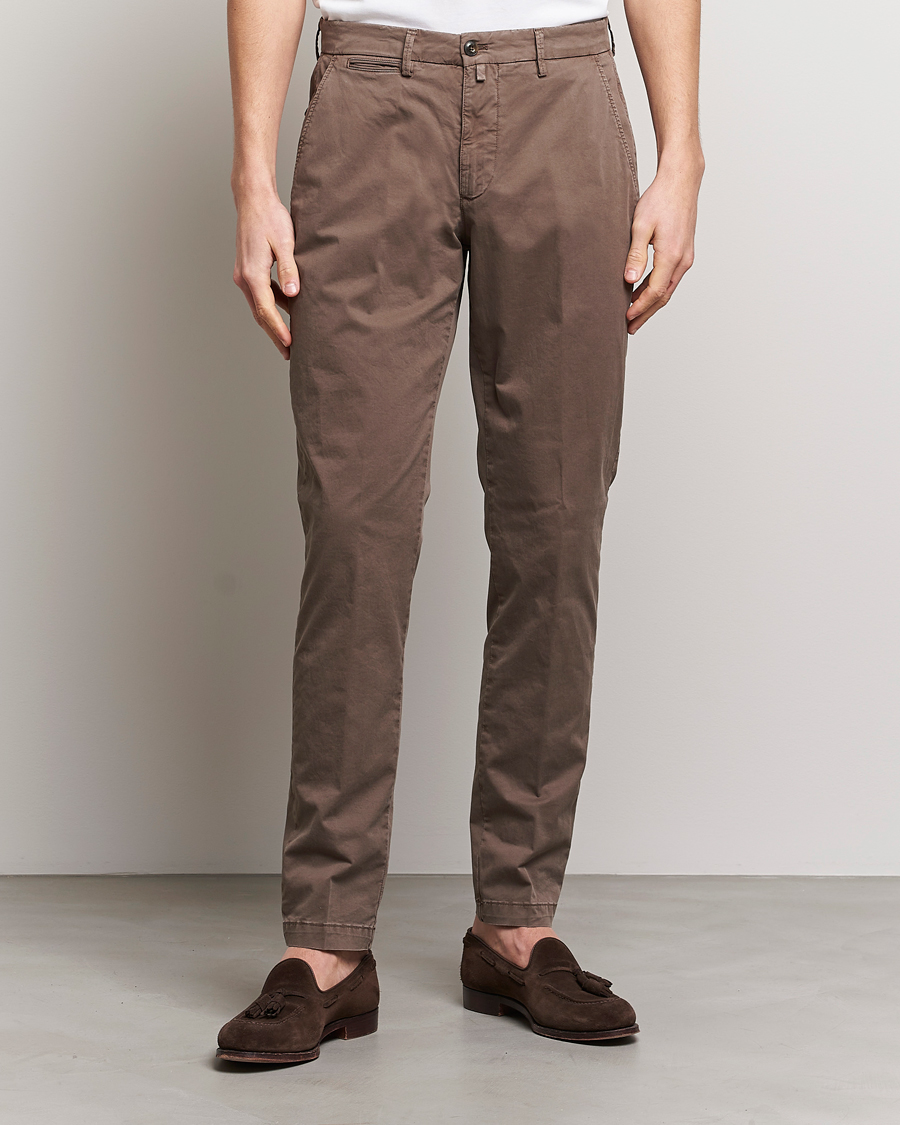 Homme | Pantalons | Briglia 1949 | Tapered Fit Cotton Twill Stretch Chinos Brown