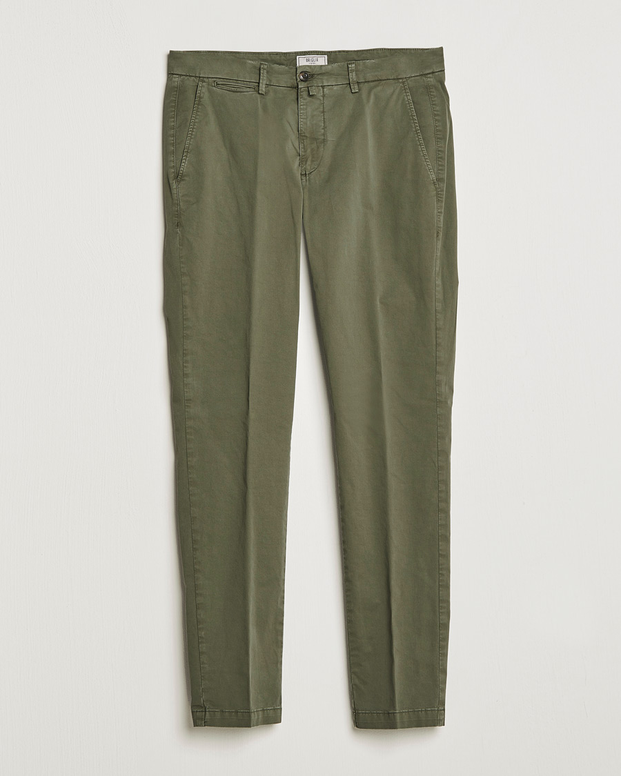 Homme | Pantalons | Briglia 1949 | Tapered Fit Cotton Twill Stretch Chinos Olive
