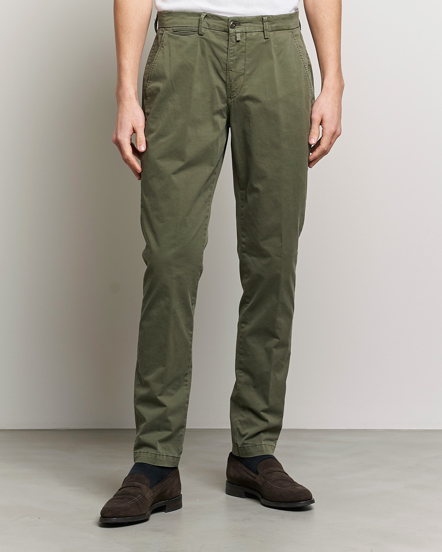 Homme | Pantalons | Briglia 1949 | Tapered Fit Cotton Twill Stretch Chinos Olive