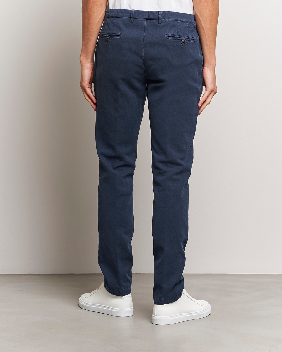 Homme | Pantalons | Briglia 1949 | Slim Fit Diagonal Cotton Stretch Trousers Navy