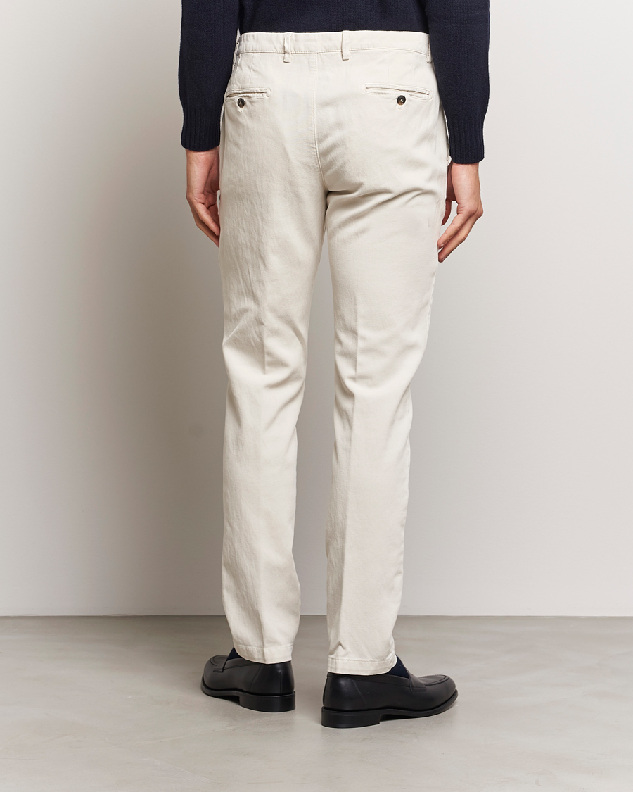 Homme | Pantalons | Briglia 1949 | Slim Fit Diagonal Cotton Stretch Trousers Cream