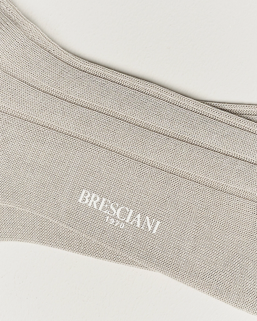 Men |  | Bresciani | Wide Ribbed Cotton Socks Off White