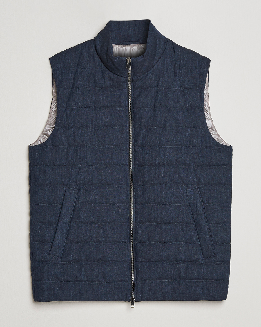 Homme | Gilets | Herno | Padded Linen Vest Navy
