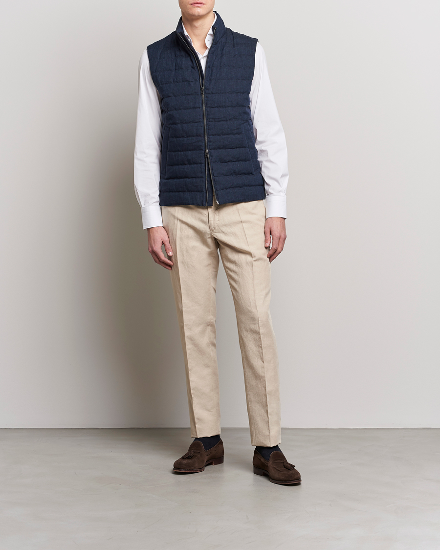 Homme | Gilets | Herno | Padded Linen Vest Navy