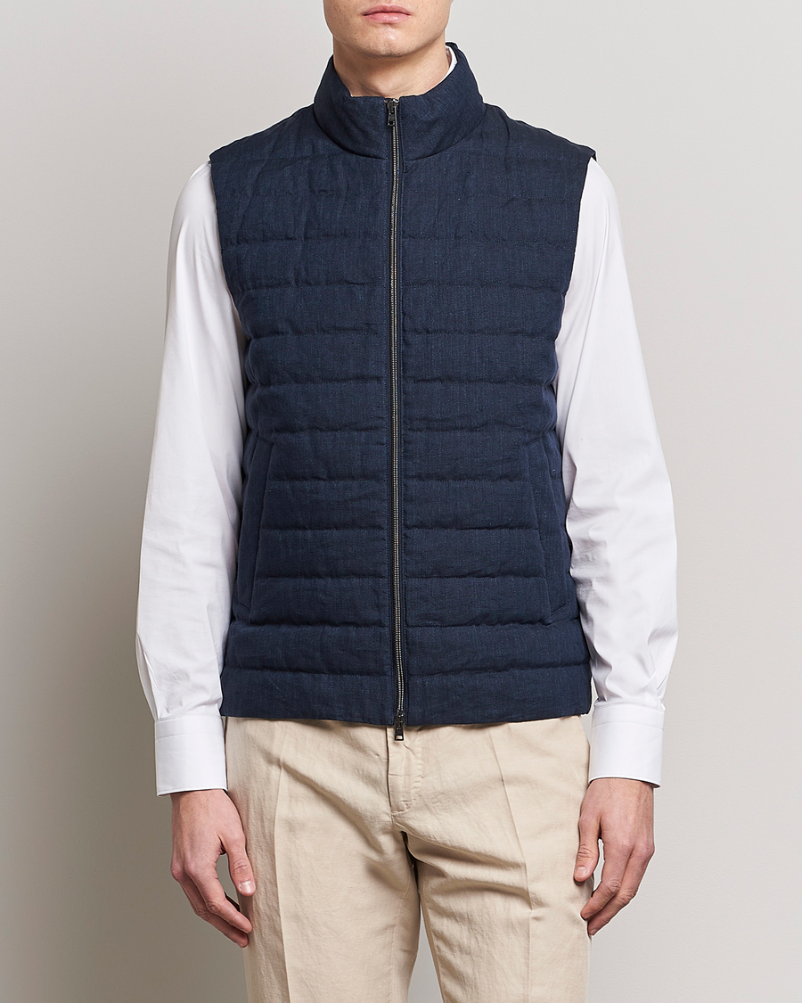 Homme | Gilets | Herno | Padded Linen Vest Navy
