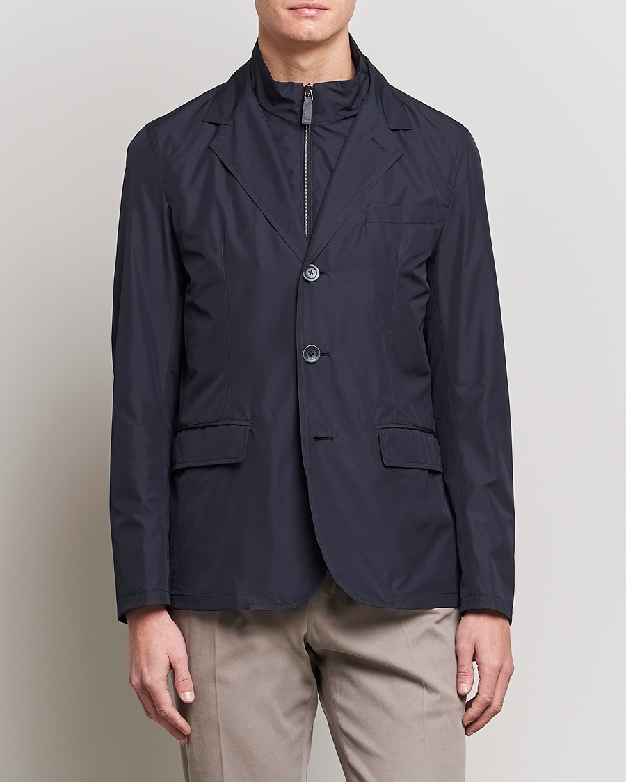 Homme | Manteaux Et Vestes | Herno | Nylon Zip Blazer Navy