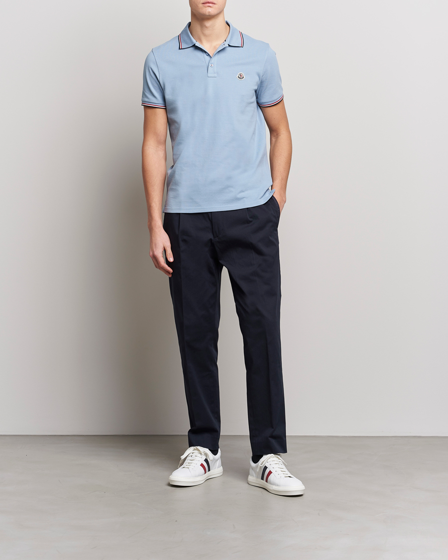 Homme | Polos | Moncler | Contrast Rib Polo Light Blue