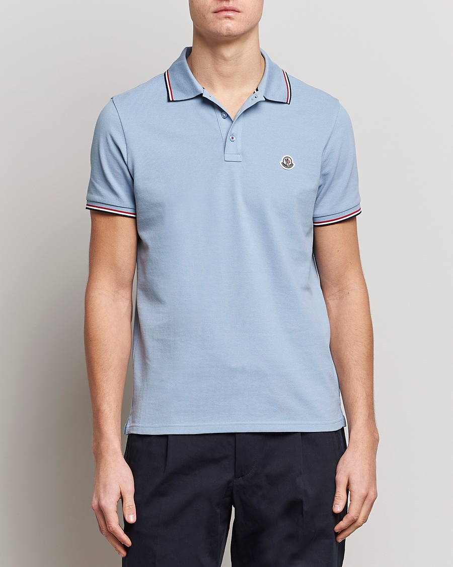 Homme | Polos | Moncler | Contrast Rib Polo Light Blue