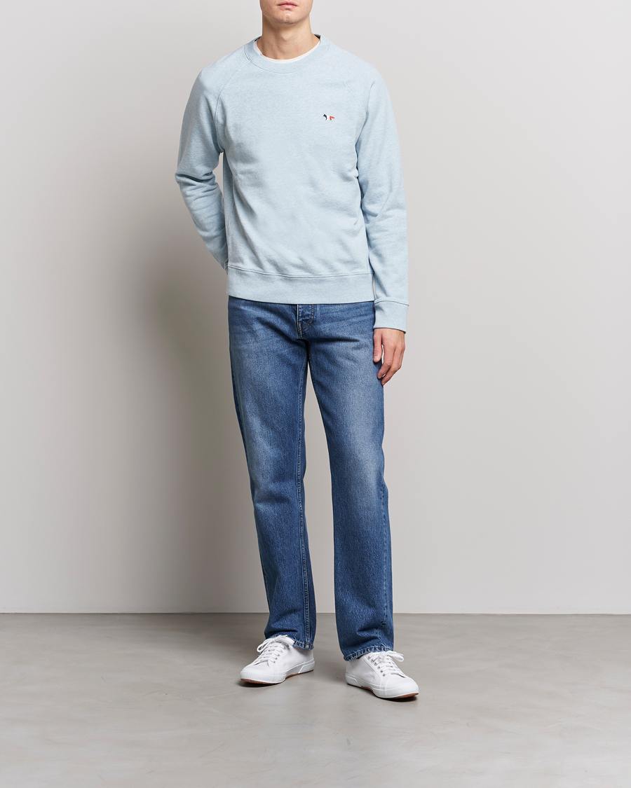 Homme | Pulls Et Tricots | Maison Kitsuné | Tricolor Fox Sweatshirt Blue Haze