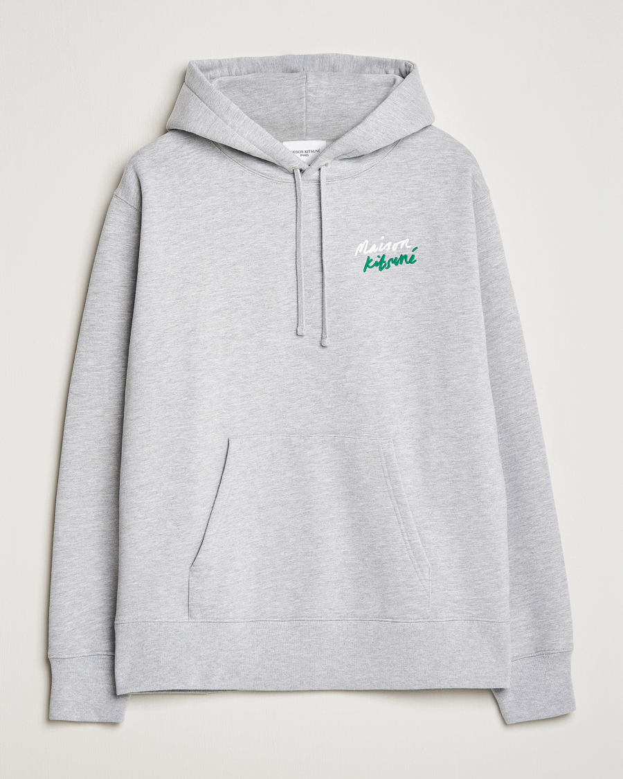 Homme | Pulls Et Tricots | Maison Kitsuné | Mini Handwriting Hoodie Light Grey Melange