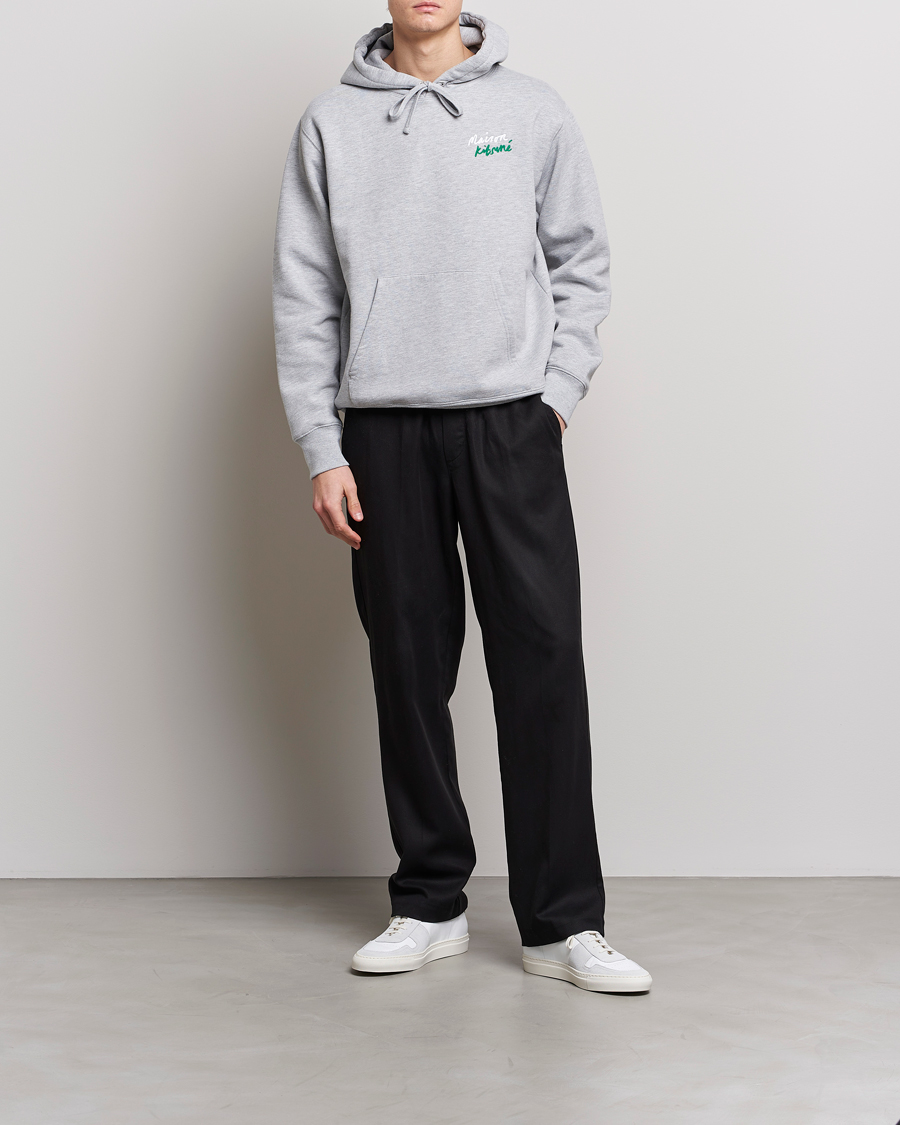 Homme | Pulls Et Tricots | Maison Kitsuné | Mini Handwriting Hoodie Light Grey Melange