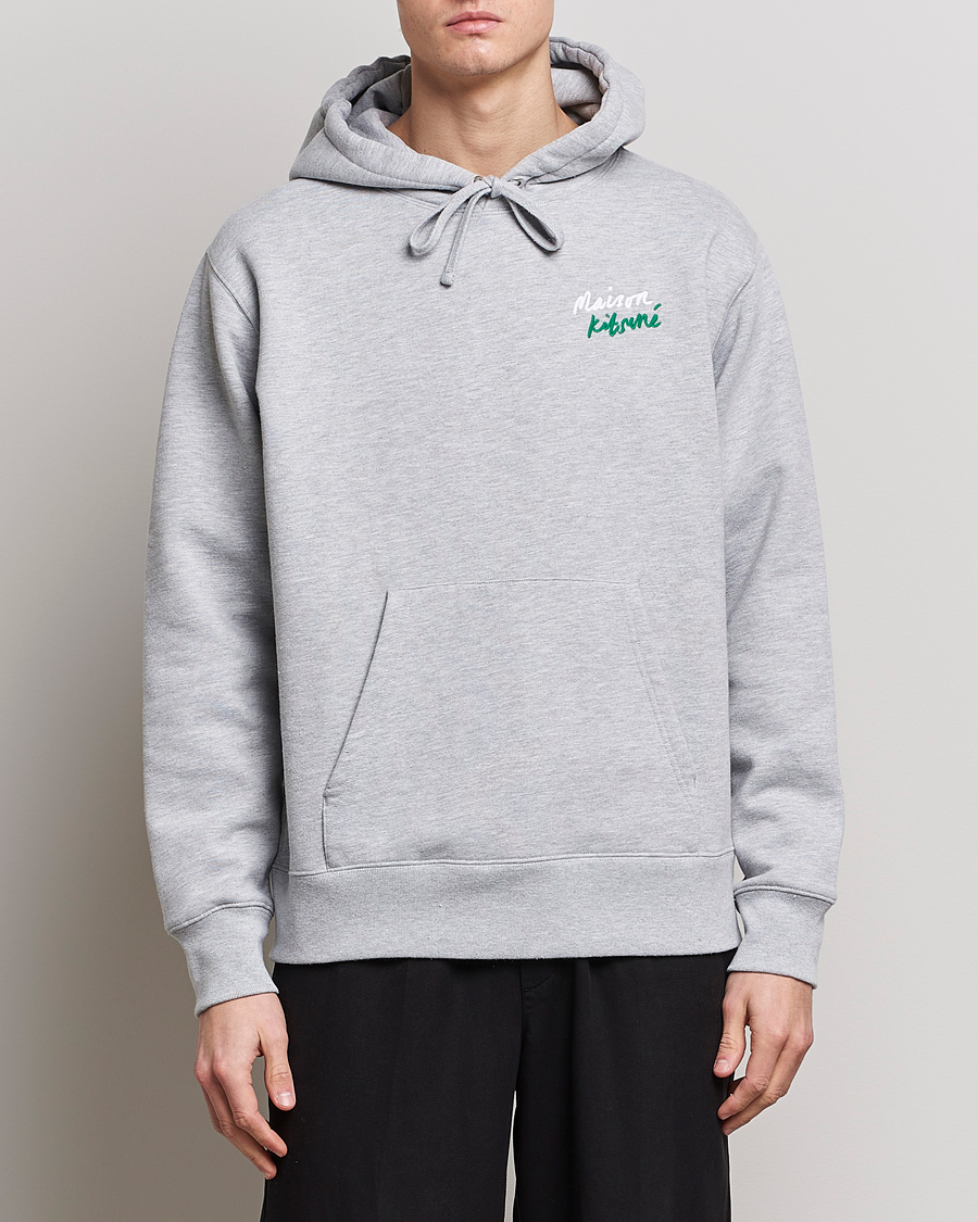 Homme | Pulls Et Tricots | Maison Kitsuné | Mini Handwriting Hoodie Light Grey Melange