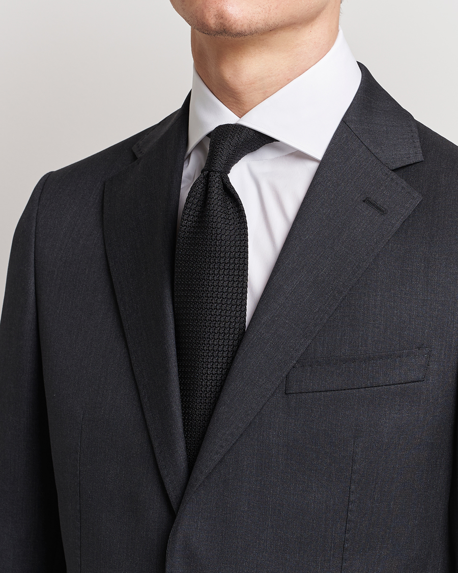 Homme | Cravates | Amanda Christensen | Silk Grenadine 8 cm Tie Black