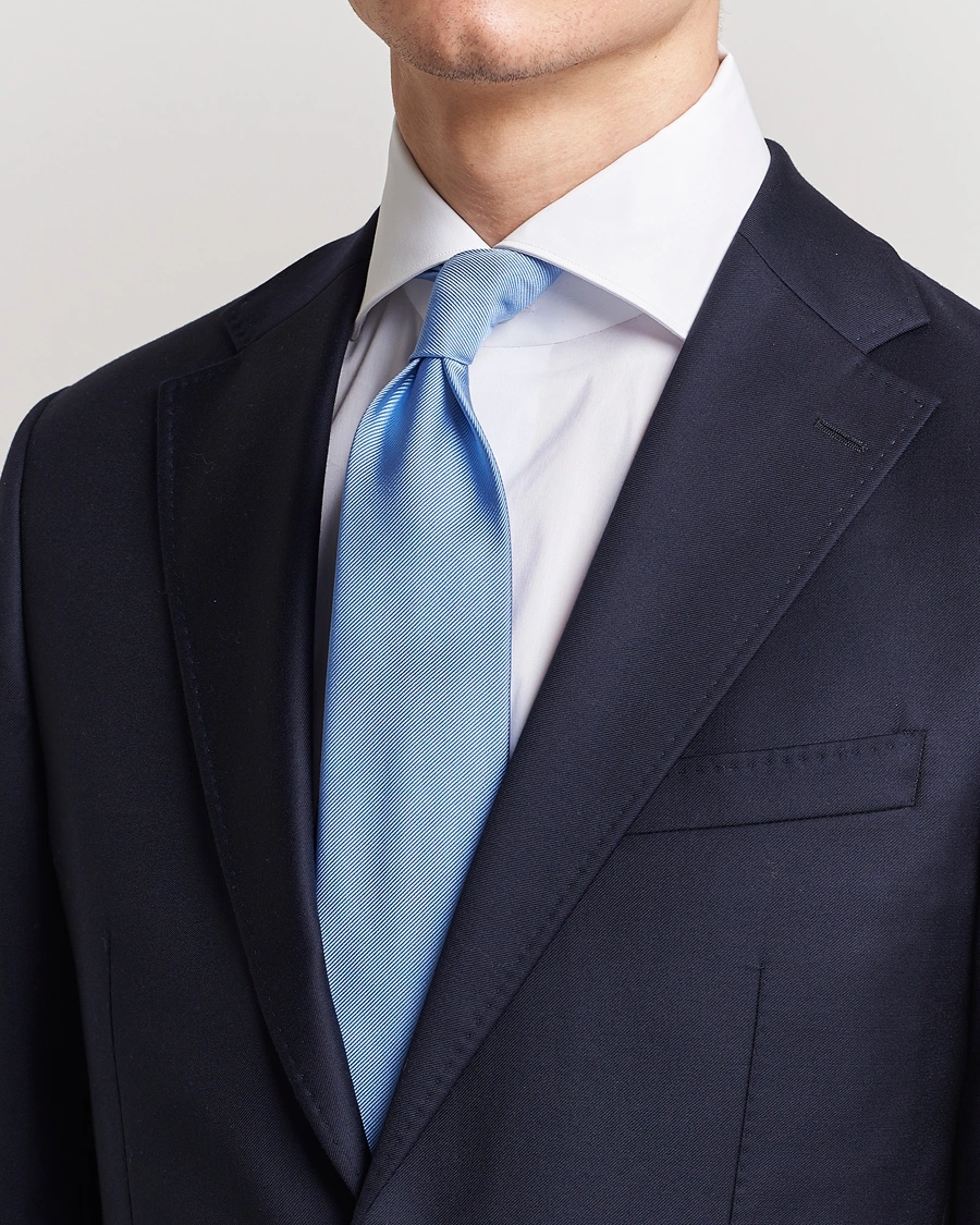 Men | Dark Suit | Amanda Christensen | Plain Classic Tie 8 cm Sky Blue