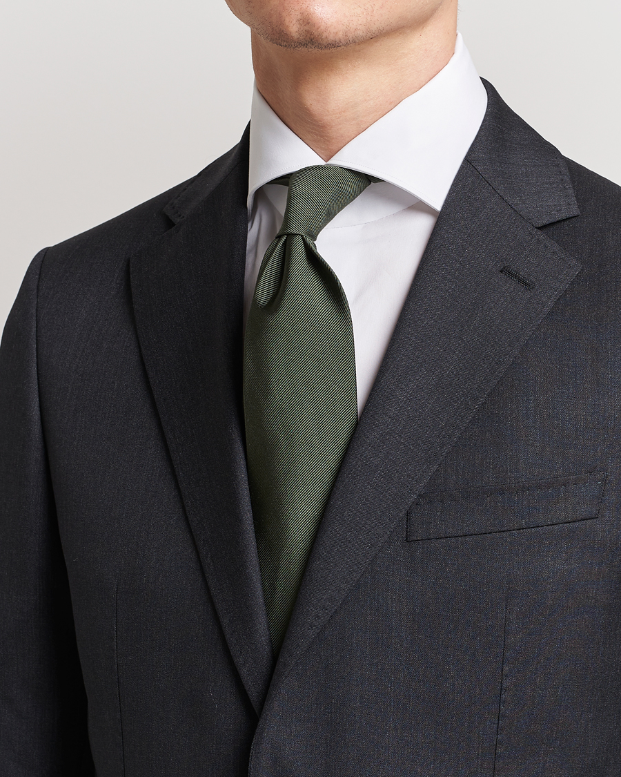Men | Dark Suit | Amanda Christensen | Plain Classic Tie 8 cm Olive