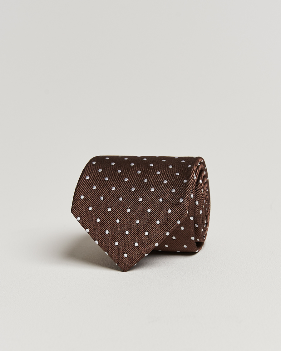 Homme | Cravates | Amanda Christensen | Dot Classic Tie 8 cm Brown/White